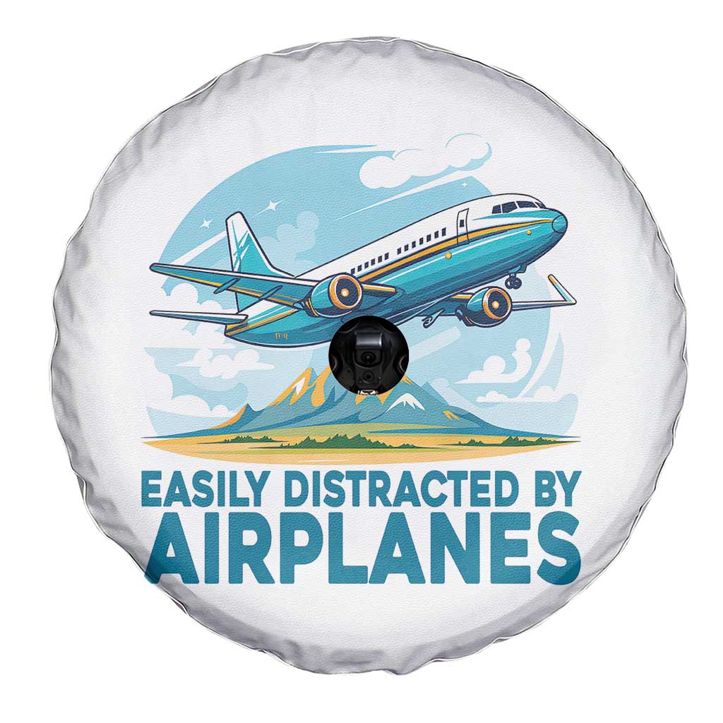 Funny Pilot Aviation Spare Tire Cover Easily Distracted By Airplanes Lover TS14 Print Your Wear
