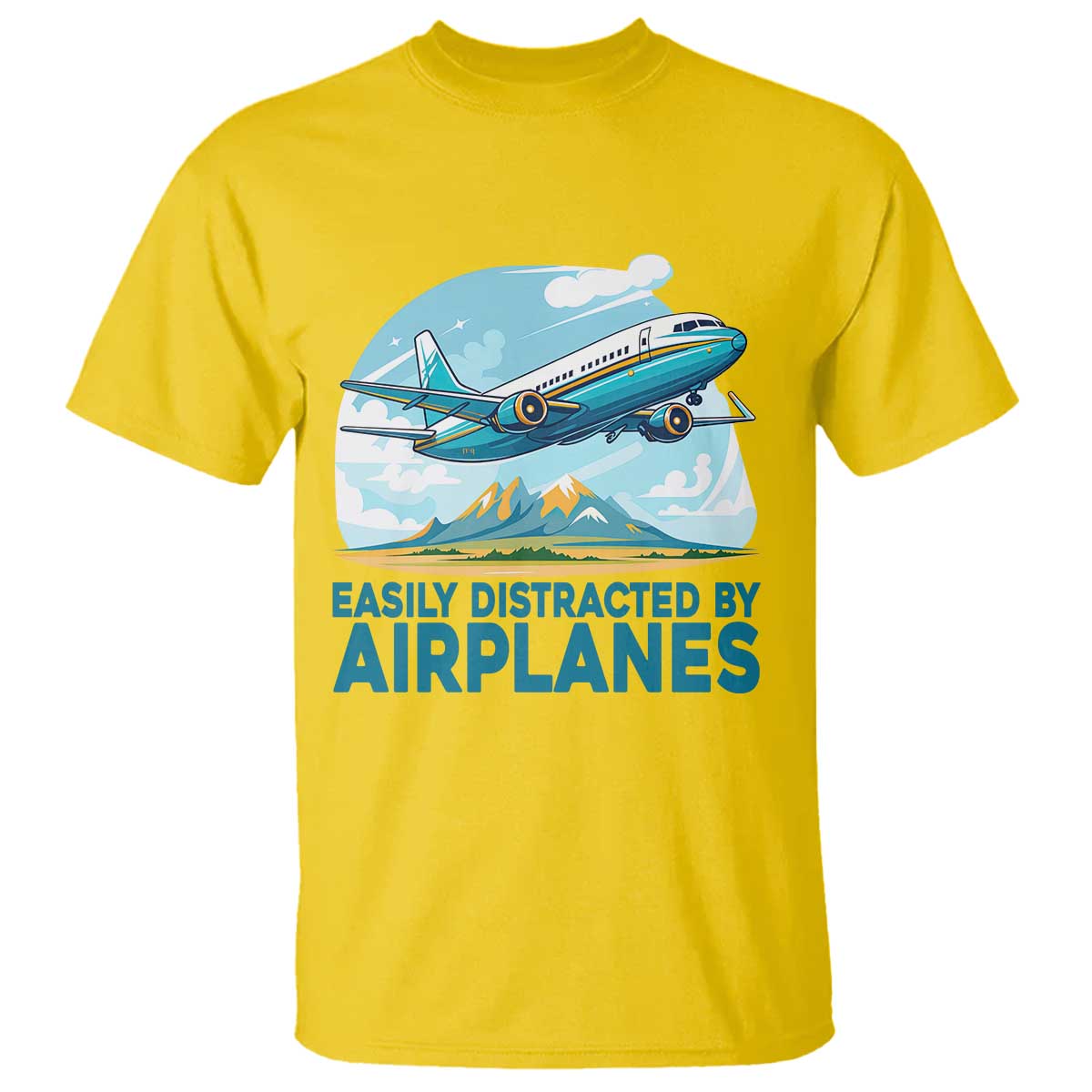 Funny Pilot Aviation T Shirt Easily Distracted By Airplanes Lover TS14 Daisy Print Your Wear