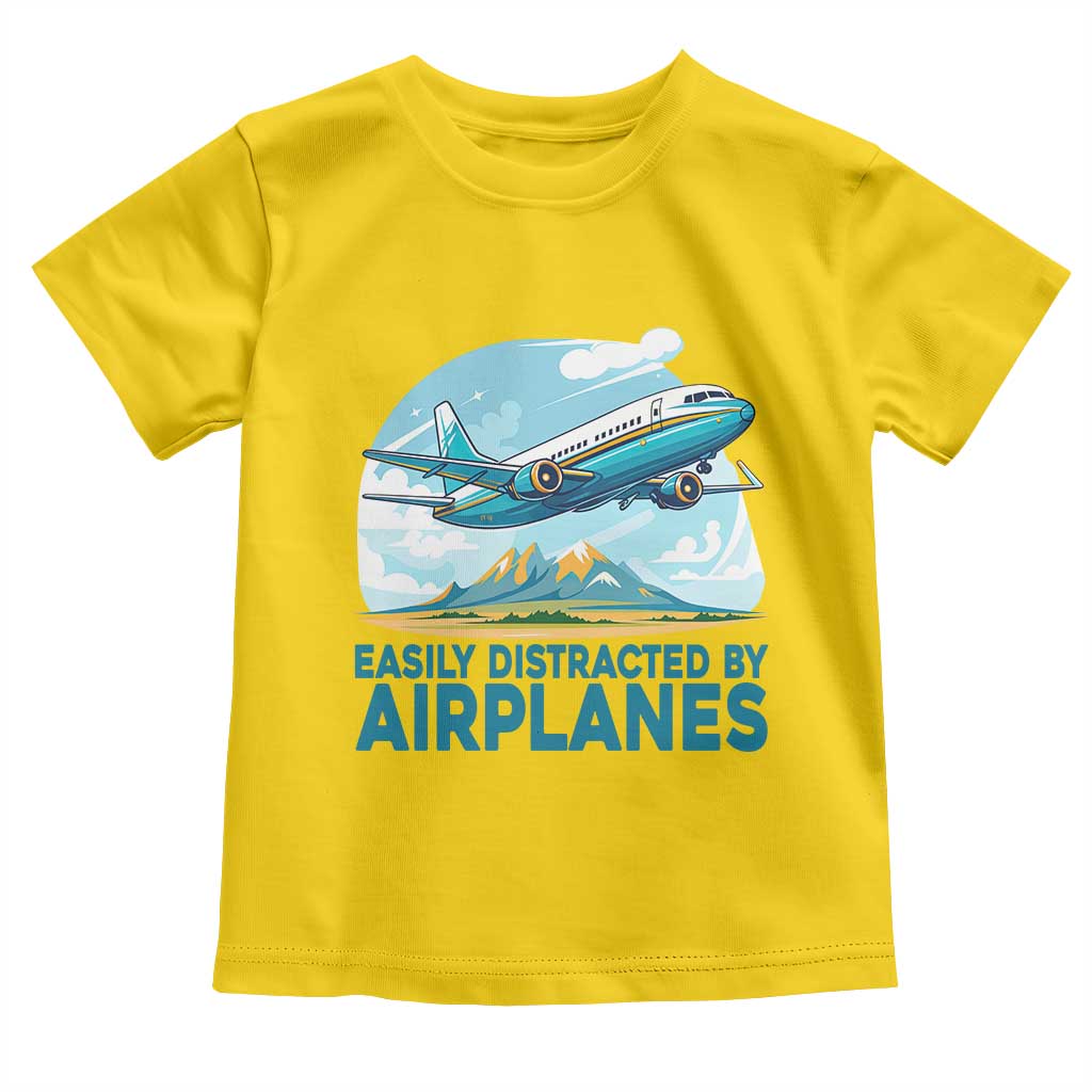 Funny Pilot Aviation Toddler T Shirt Easily Distracted By Airplanes Lover TS14 Daisy Print Your Wear
