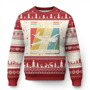 Funny Aviation Pilot Ugly Christmas Sweater Be Nice I Might Be Your Piolot Someday TS14 Beige Red Print Your Wear