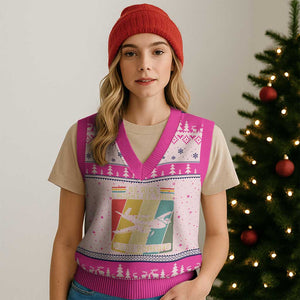 Funny Aviation Pilot V-Neck Knit Sweater Vest Be Nice I Might Be Your Piolot Someday TS14 Hot Pink Print Your Wear