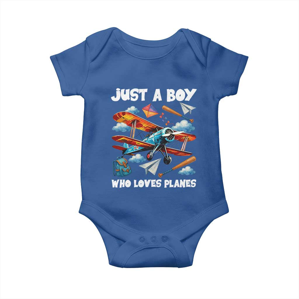 Funny Pilot Airplane Lovers Baby Onesie Just A Boy Who Loves Planes TS14 Royal Blue Print Your Wear