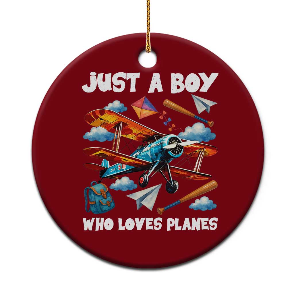 Funny Pilot Airplane Lovers Ceramic Ornament Just A Boy Who Loves Planes TS14 1pc Red Print Your Wear