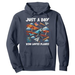 Funny Pilot Airplane Lovers Hoodie Just A Boy Who Loves Planes TS14 Navy Print Your Wear