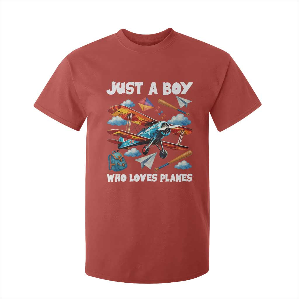 Funny Pilot Airplane Lovers T Shirt For Kid Just A Boy Who Loves Planes TS14 Red Print Your Wear