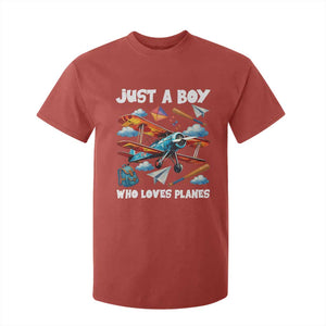 Funny Pilot Airplane Lovers T Shirt For Kid Just A Boy Who Loves Planes TS14 Red Print Your Wear