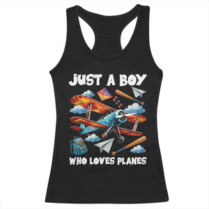 Funny Pilot Airplane Lovers Racerback Tank Top Just A Boy Who Loves Planes TS14 Black Print Your Wear