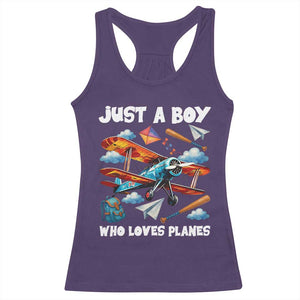 Funny Pilot Airplane Lovers Racerback Tank Top Just A Boy Who Loves Planes TS14 Purple Print Your Wear
