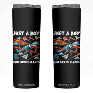 Funny Pilot Airplane Lovers Skinny Tumbler Just A Boy Who Loves Planes TS14 Black Print Your Wear