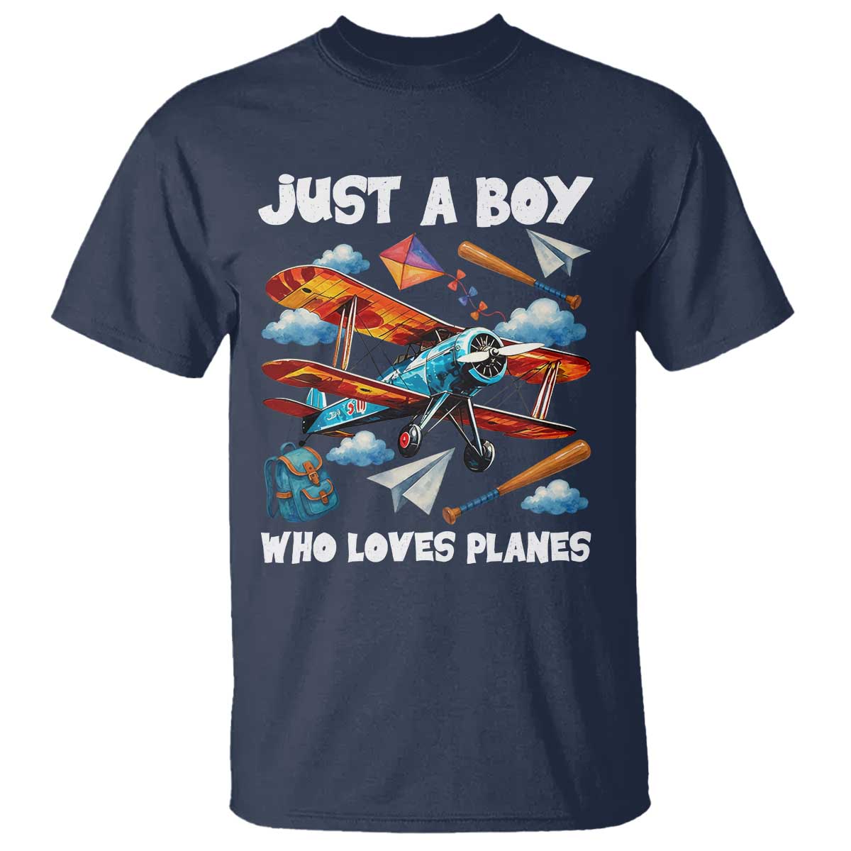 Funny Pilot Airplane Lovers T Shirt Just A Boy Who Loves Planes TS14 Navy Print Your Wear