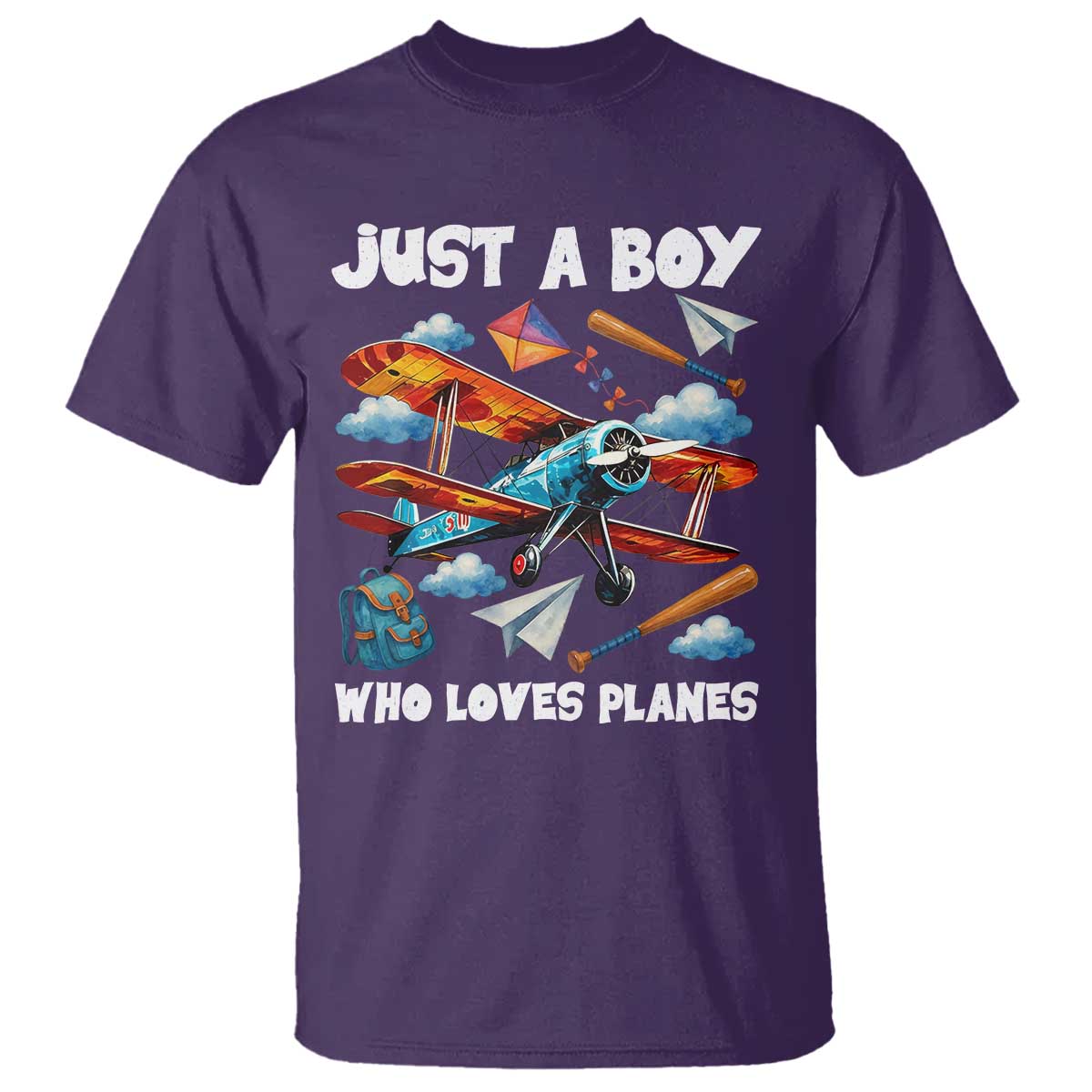Funny Pilot Airplane Lovers T Shirt Just A Boy Who Loves Planes TS14 Purple Print Your Wear