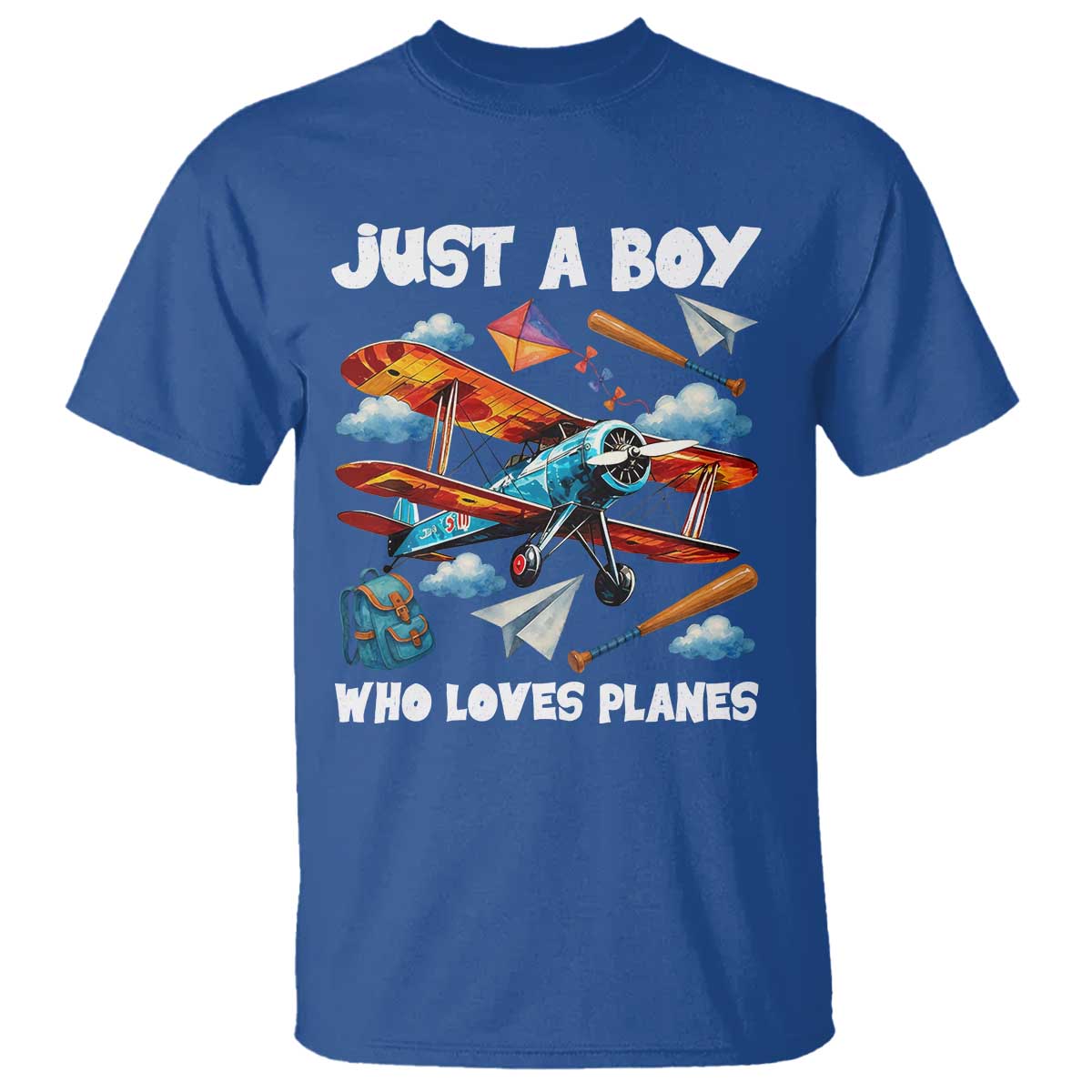 Funny Pilot Airplane Lovers T Shirt Just A Boy Who Loves Planes TS14 Royal Blue Print Your Wear