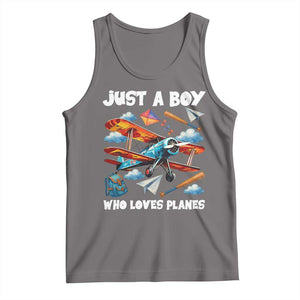 Funny Pilot Airplane Lovers Tank Top Just A Boy Who Loves Planes TS14 Deep Heather Print Your Wear