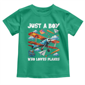 Funny Pilot Airplane Lovers Toddler T Shirt Just A Boy Who Loves Planes TS14 Irish Green Print Your Wear
