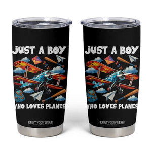 Funny Pilot Airplane Lovers Tumbler Cup Just A Boy Who Loves Planes TS14 Black Print Your Wear