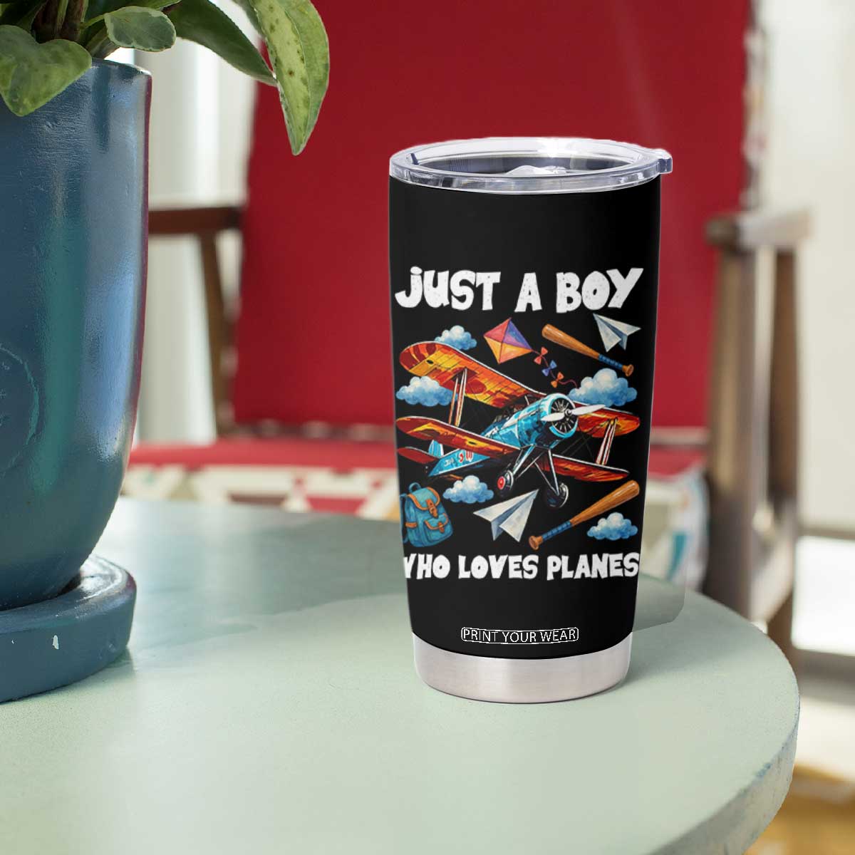 Funny Pilot Airplane Lovers Tumbler Cup Just A Boy Who Loves Planes TS14 Print Your Wear