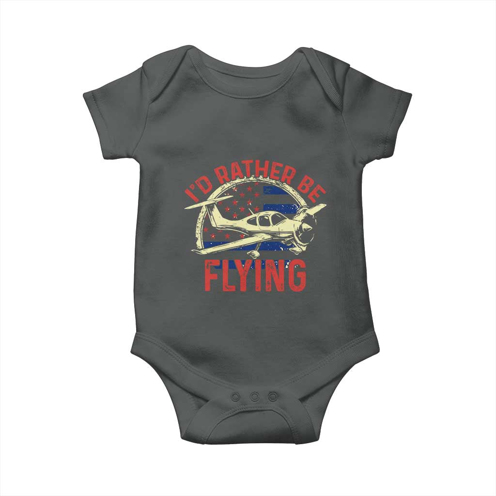 Funny Airplane Pilot Baby Onesie I'd Rather Be Flying TS14 Dark Heather Print Your Wear