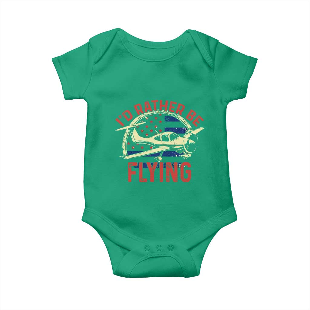 Funny Airplane Pilot Baby Onesie I'd Rather Be Flying TS14 Irish Green Print Your Wear