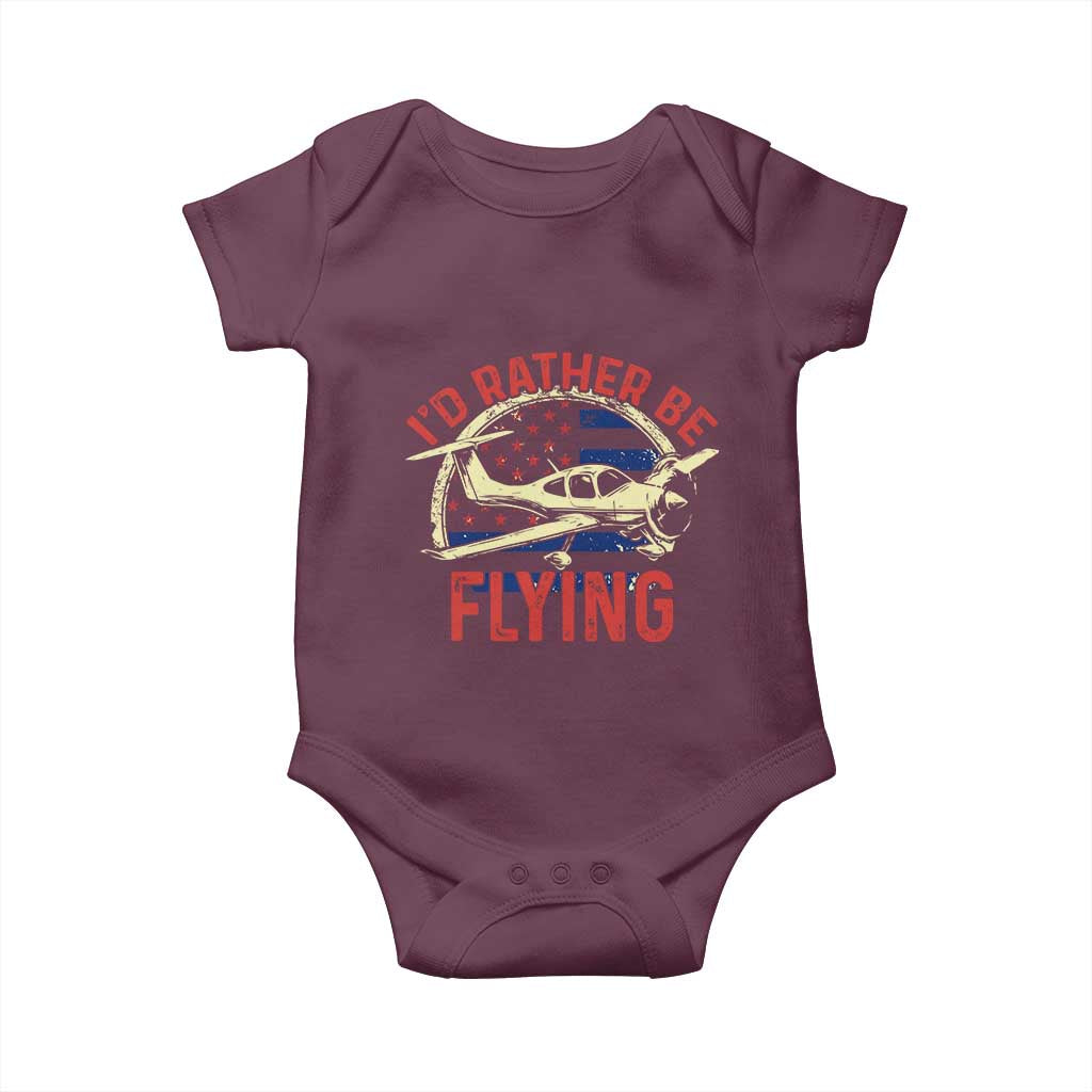 Funny Airplane Pilot Baby Onesie I'd Rather Be Flying TS14 Maroon Print Your Wear