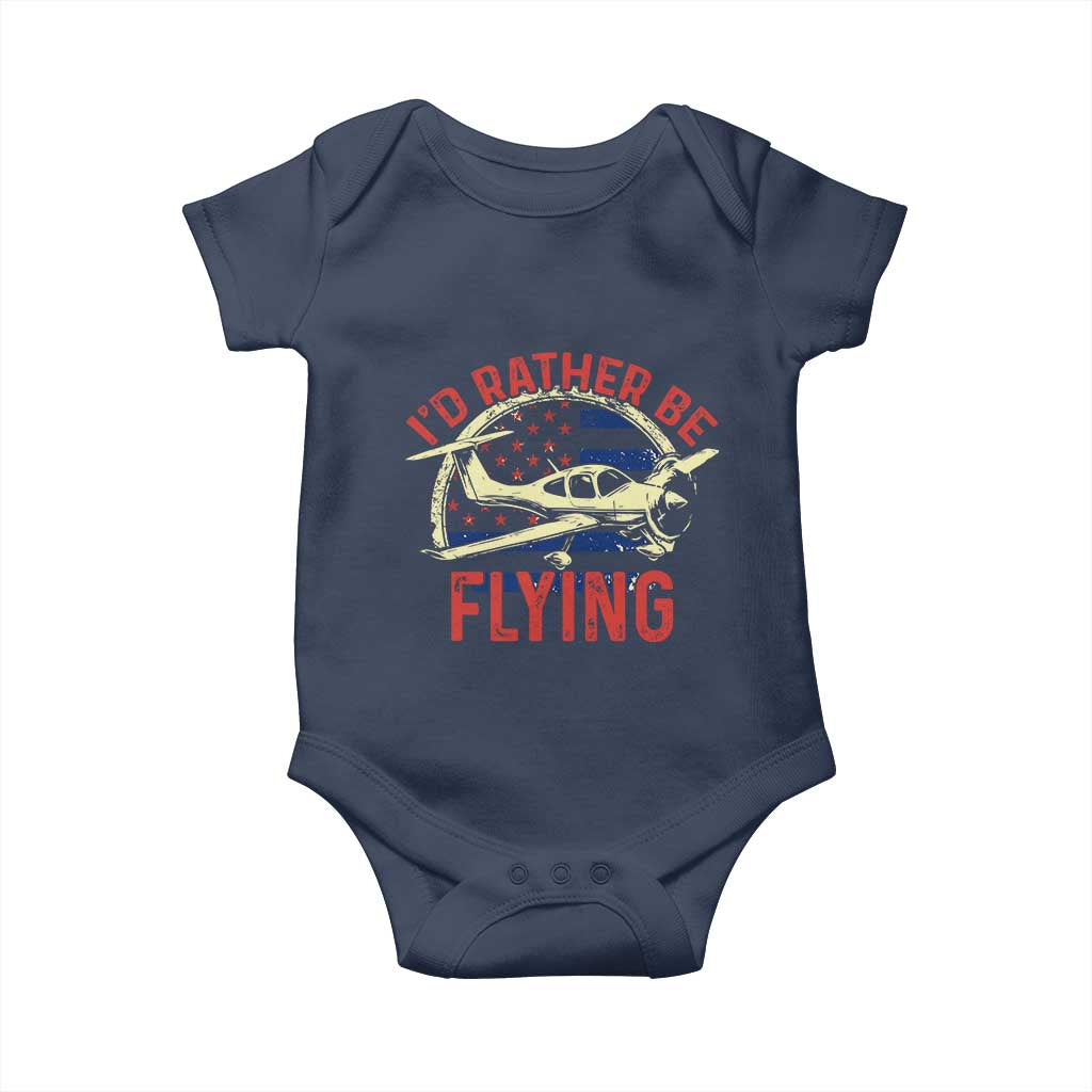 Funny Airplane Pilot Baby Onesie I'd Rather Be Flying TS14 Navy Print Your Wear