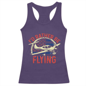 Funny Airplane Pilot Racerback Tank Top I'd Rather Be Flying TS14 Purple Print Your Wear