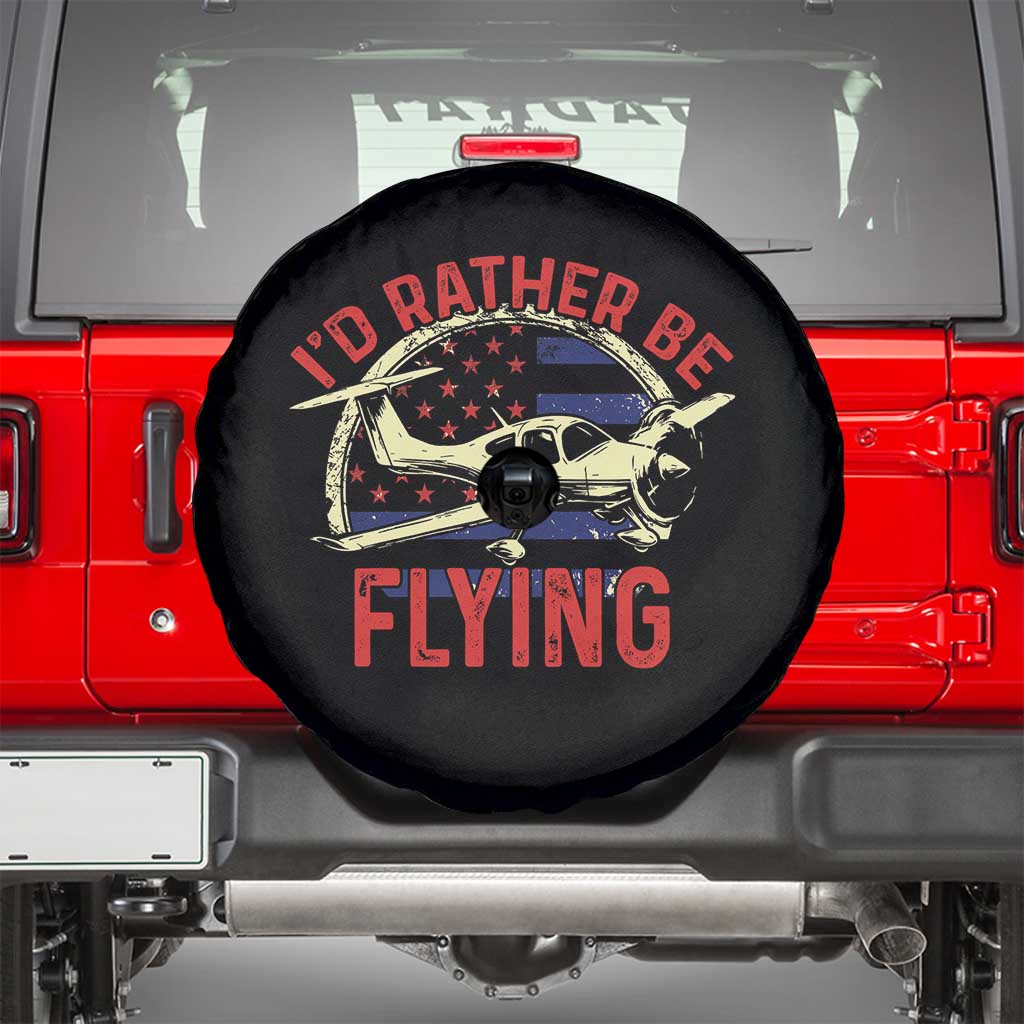 Funny Airplane Pilot Spare Tire Cover I'd Rather Be Flying TS14 Black Print Your Wear