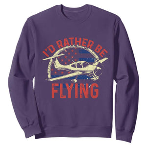 Funny Airplane Pilot Sweatshirt I'd Rather Be Flying TS14 Purple Print Your Wear