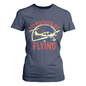 Funny Airplane Pilot T Shirt For Women I'd Rather Be Flying TS14 Navy Print Your Wear