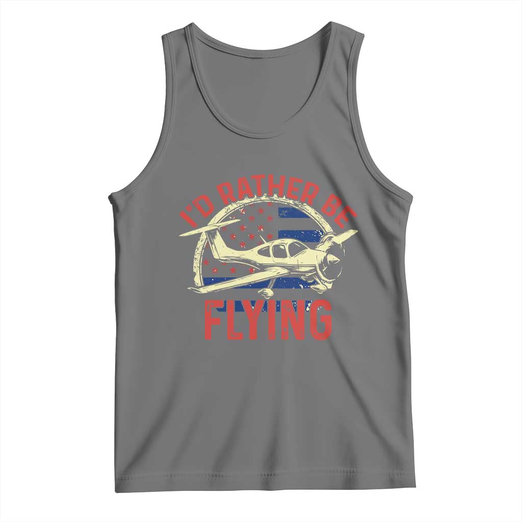 Funny Airplane Pilot Tank Top I'd Rather Be Flying TS14 Black Heather Print Your Wear