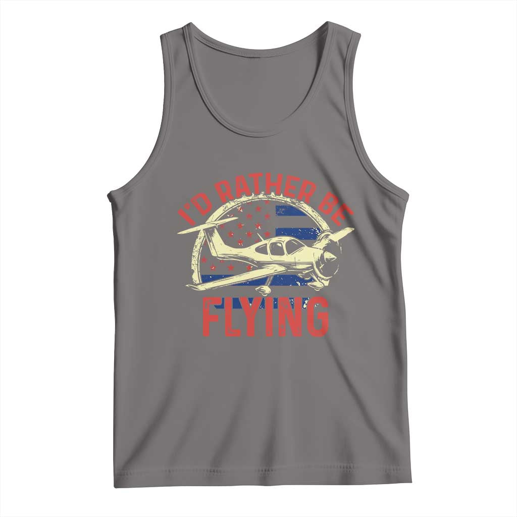 Funny Airplane Pilot Tank Top I'd Rather Be Flying TS14 Deep Heather Print Your Wear