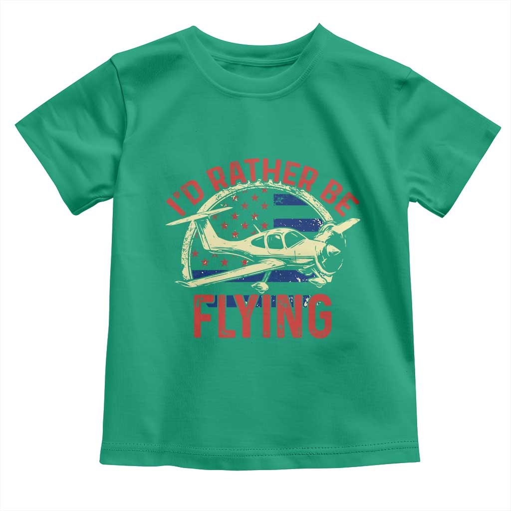 Funny Airplane Pilot Toddler T Shirt I'd Rather Be Flying TS14 Irish Green Print Your Wear