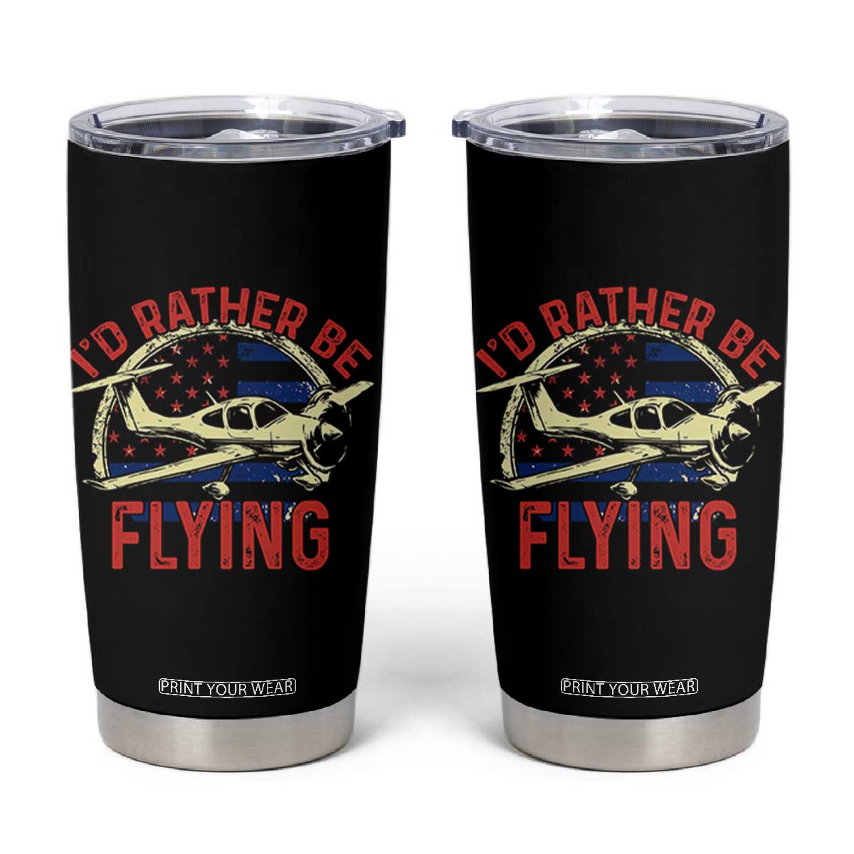 Funny Airplane Pilot Tumbler Cup I'd Rather Be Flying TS14 Black Print Your Wear