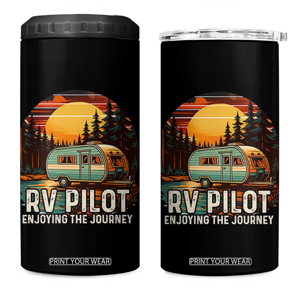 RV Pilot Enjoying The Journey 4 in 1 Can Cooler Tumbler Funny Camping Lover TS14 One Size: 16 oz Black Print Your Wear