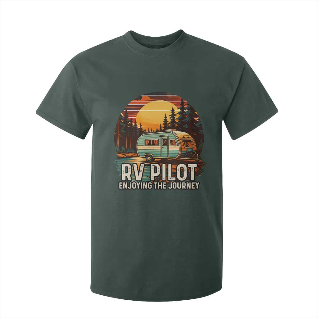 RV Pilot Enjoying The Journey T Shirt For Kid Funny Camping Lover TS14 Dark Forest Green Print Your Wear