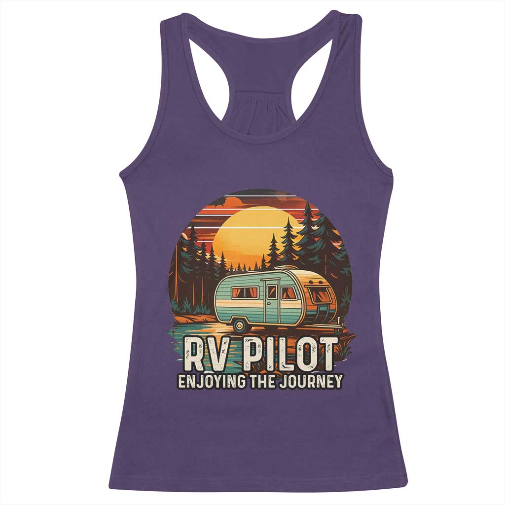 RV Pilot Enjoying The Journey Racerback Tank Top Funny Camping Lover TS14 Purple Print Your Wear