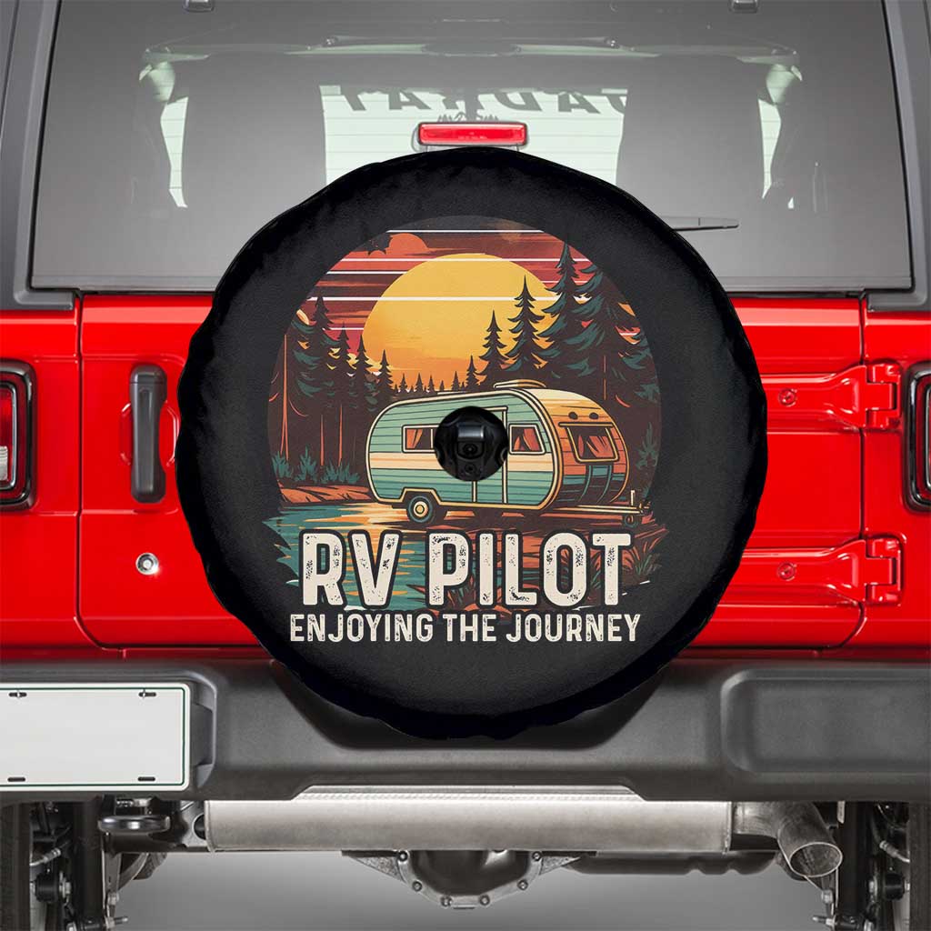 RV Pilot Enjoying The Journey Spare Tire Cover Funny Camping Lover TS14 Black Print Your Wear