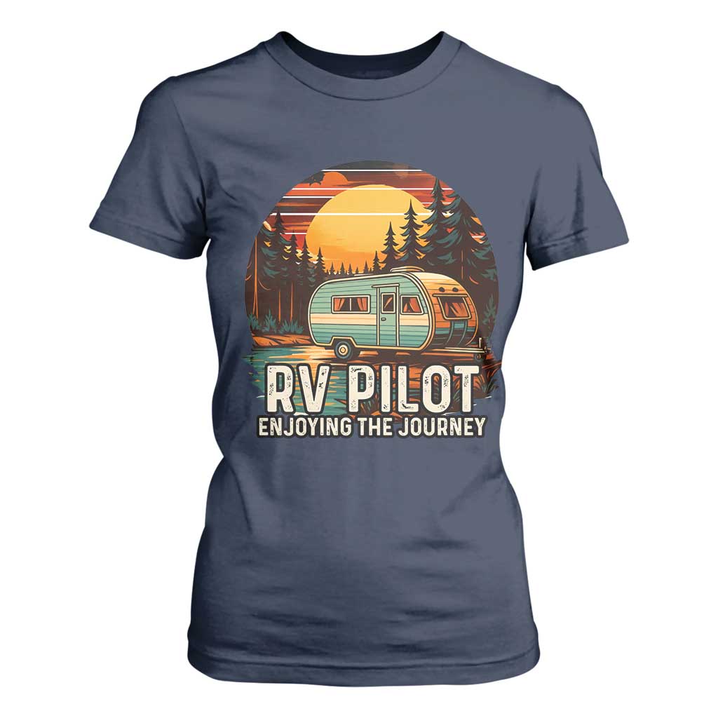 RV Pilot Enjoying The Journey T Shirt For Women Funny Camping Lover TS14 Navy Print Your Wear
