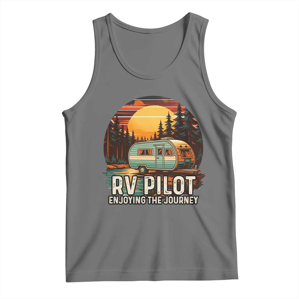 RV Pilot Enjoying The Journey Tank Top Funny Camping Lover TS14 Black Heather Print Your Wear