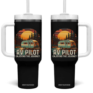 RV Pilot Enjoying The Journey Tumbler With Handle Funny Camping Lover TS14 One Size: 40 oz Black Print Your Wear
