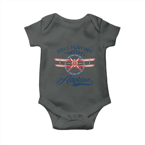 Still Playing With Airplane Baby Onesie Aviation Lover Airline Pilot TS14 Dark Heather Print Your Wear