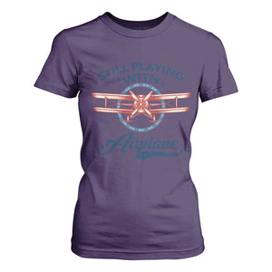 Still Playing With Airplane T Shirt For Women Aviation Lover Airline Pilot TS14 Purple Print Your Wear