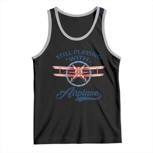 Still Playing With Airplane Tank Top Aviation Lover Airline Pilot TS14 Black Athletic Heather Print Your Wear