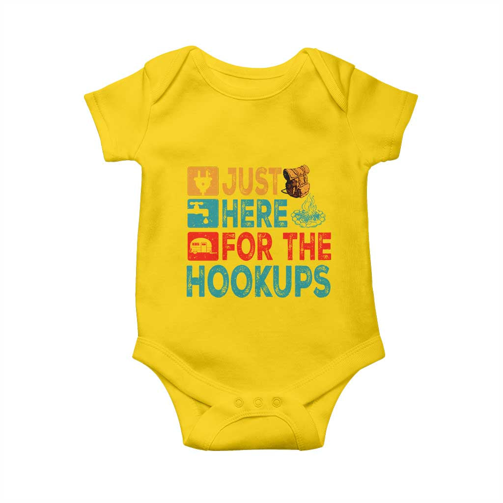 RV Camping Caravan Motorhome Baby Onesie Just Here For The Hookups TS14 Daisy Print Your Wear