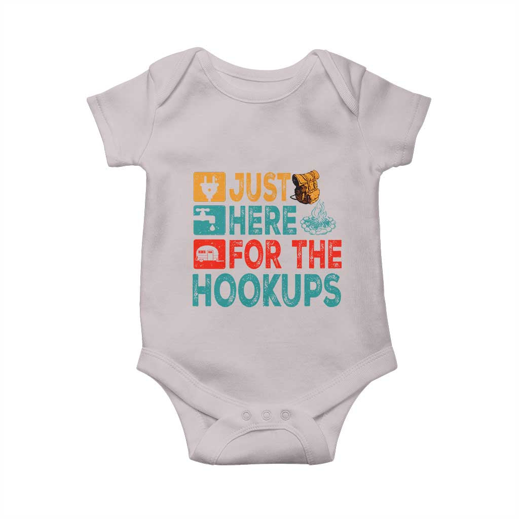 RV Camping Caravan Motorhome Baby Onesie Just Here For The Hookups TS14 Ice Gray Print Your Wear