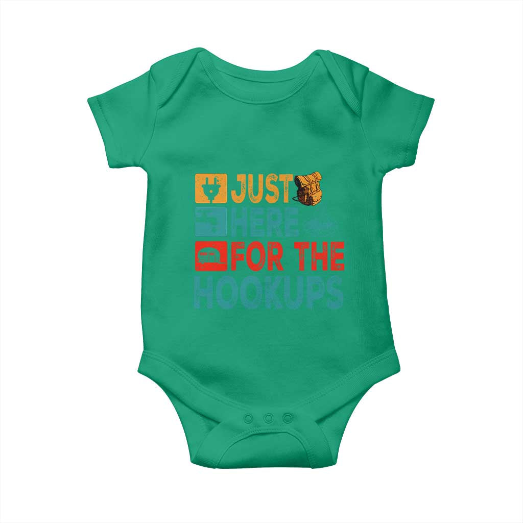 RV Camping Caravan Motorhome Baby Onesie Just Here For The Hookups TS14 Irish Green Print Your Wear