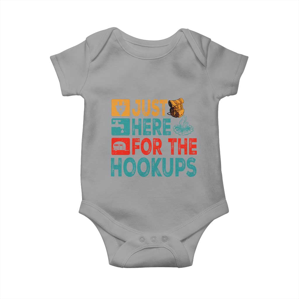 RV Camping Caravan Motorhome Baby Onesie Just Here For The Hookups TS14 Sport Gray Print Your Wear