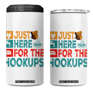 RV Camping Caravan Motorhome 4 in 1 Can Cooler Tumbler Just Here For The Hookups TS14 One Size: 16 oz White Print Your Wear