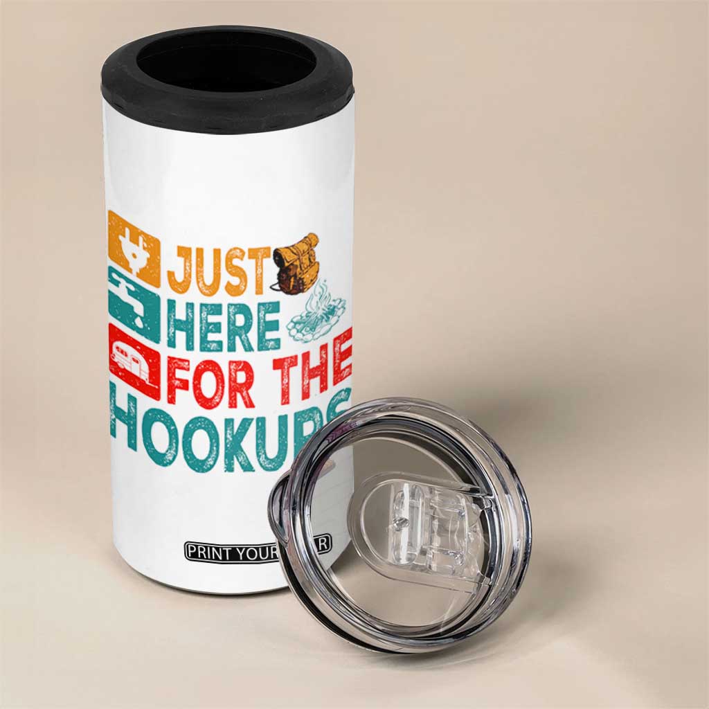 RV Camping Caravan Motorhome 4 in 1 Can Cooler Tumbler Just Here For The Hookups TS14 Print Your Wear