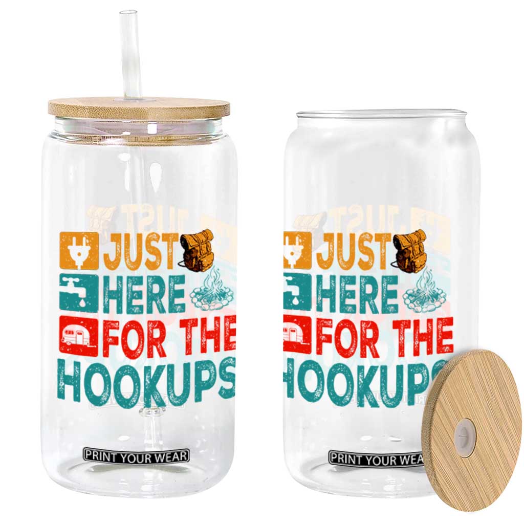 RV Camping Caravan Motorhome Glass Can Just Here For The Hookups TS14 Print Your Wear