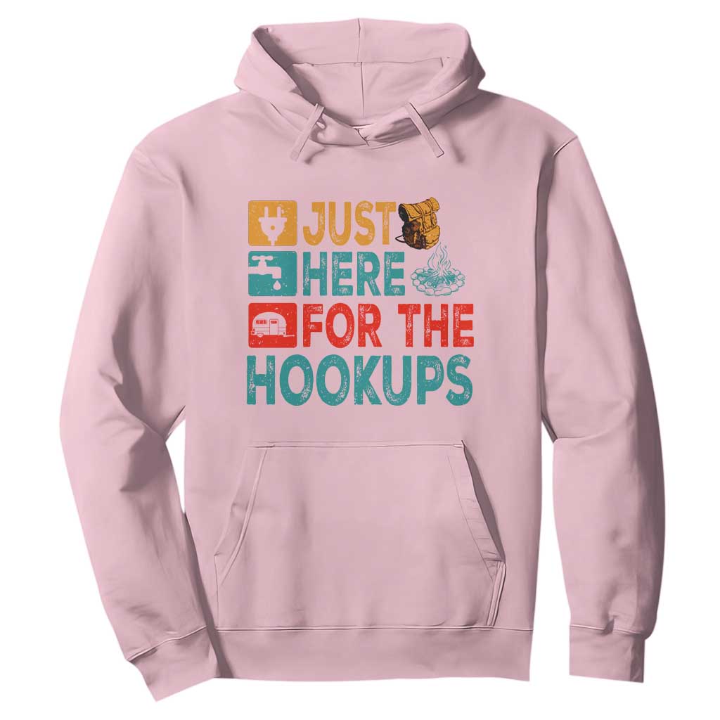 RV Camping Caravan Motorhome Hoodie Just Here For The Hookups TS14 Light Pink Print Your Wear